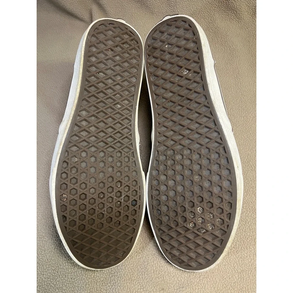 Vans Off The Wall Mens 9 Charcoal Grey Brown‎ Canvas Low Top Skate Shoes